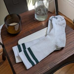 DSG White Socks with Green Stripes